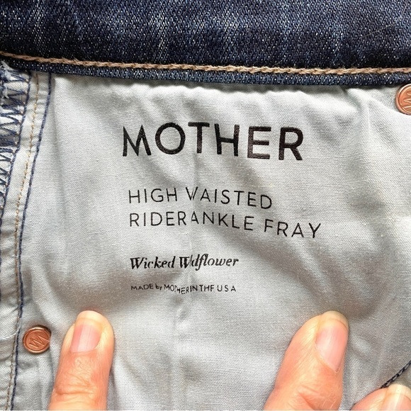 MOTHER High Waisted Rider Ankle Fray Distressed Cropped Skinny Jeans - 28" - Picture 9 of 14
